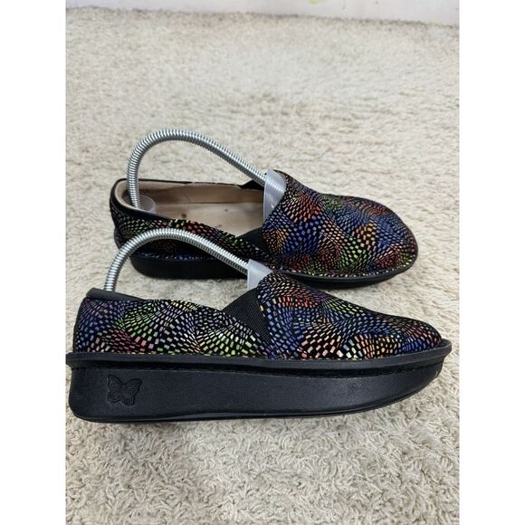 Alegria Debra Viewmaster Swirl Rainbow Leather Comfort Clogs Size EURO 38 US 7.5 - Picture 1 of 16
